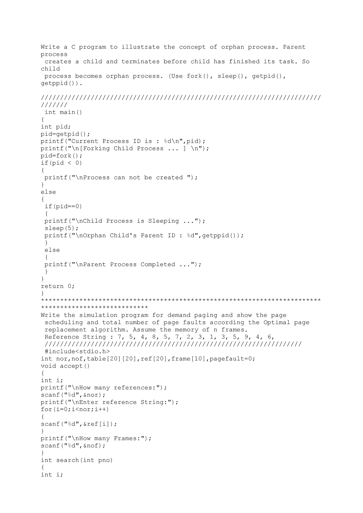 Slip23 Solved Slips Of Os Write A C Program To Illustrate The Concept Of Orphan Process 8897