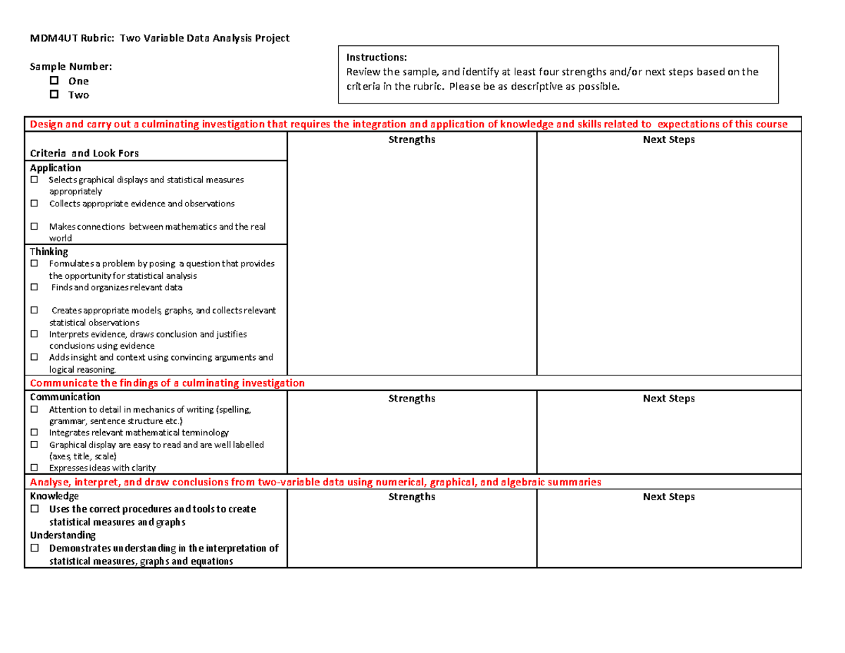 Two Variable Statistical Analysis Project - Sample Analysis Framework ...