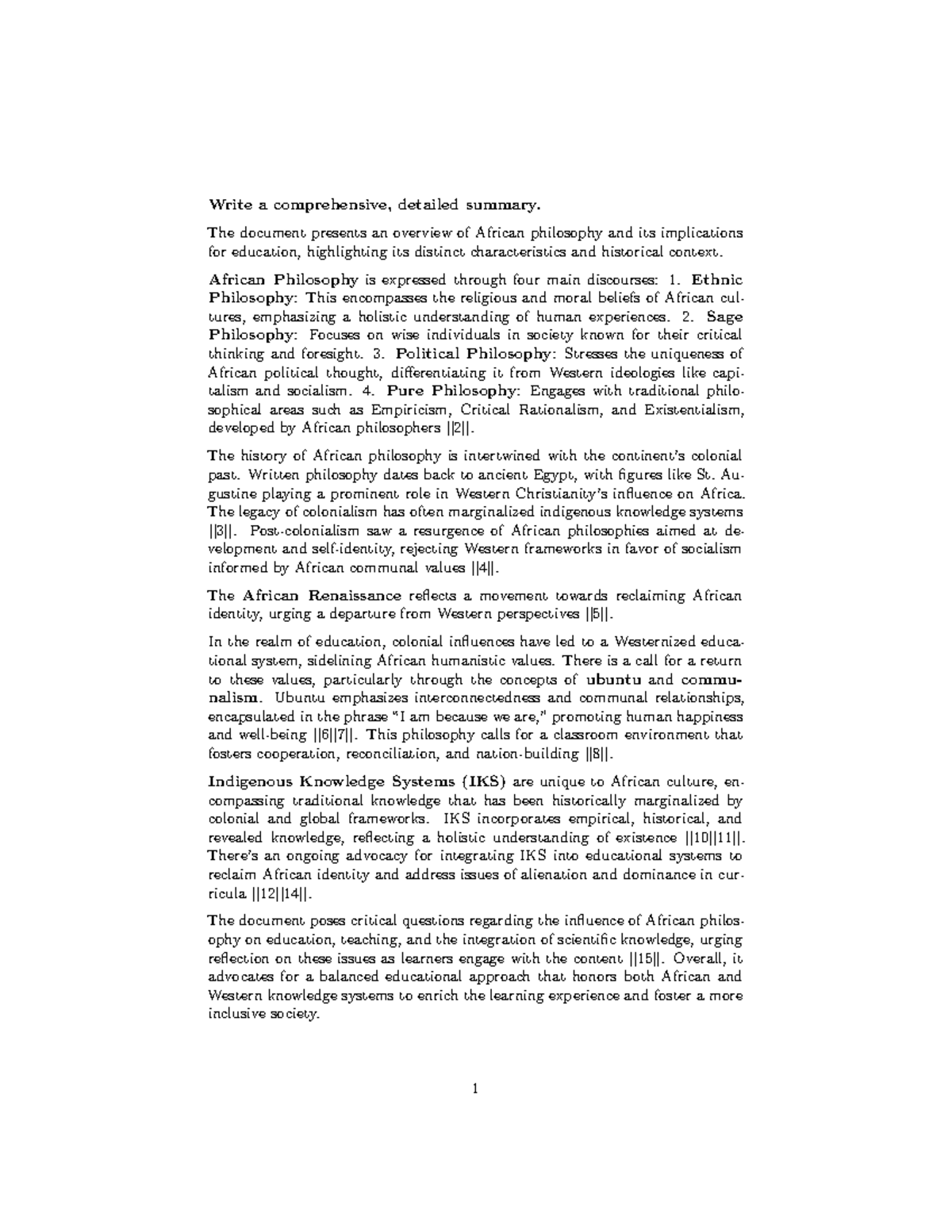 African Philosophy And An African Philosophy Of Education V Revised 1