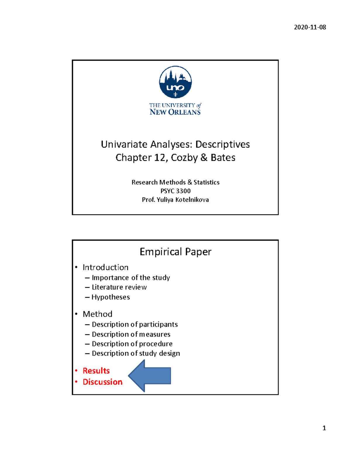 Lecture#20 Description Univariate Analyses - Univariate Analyses ...