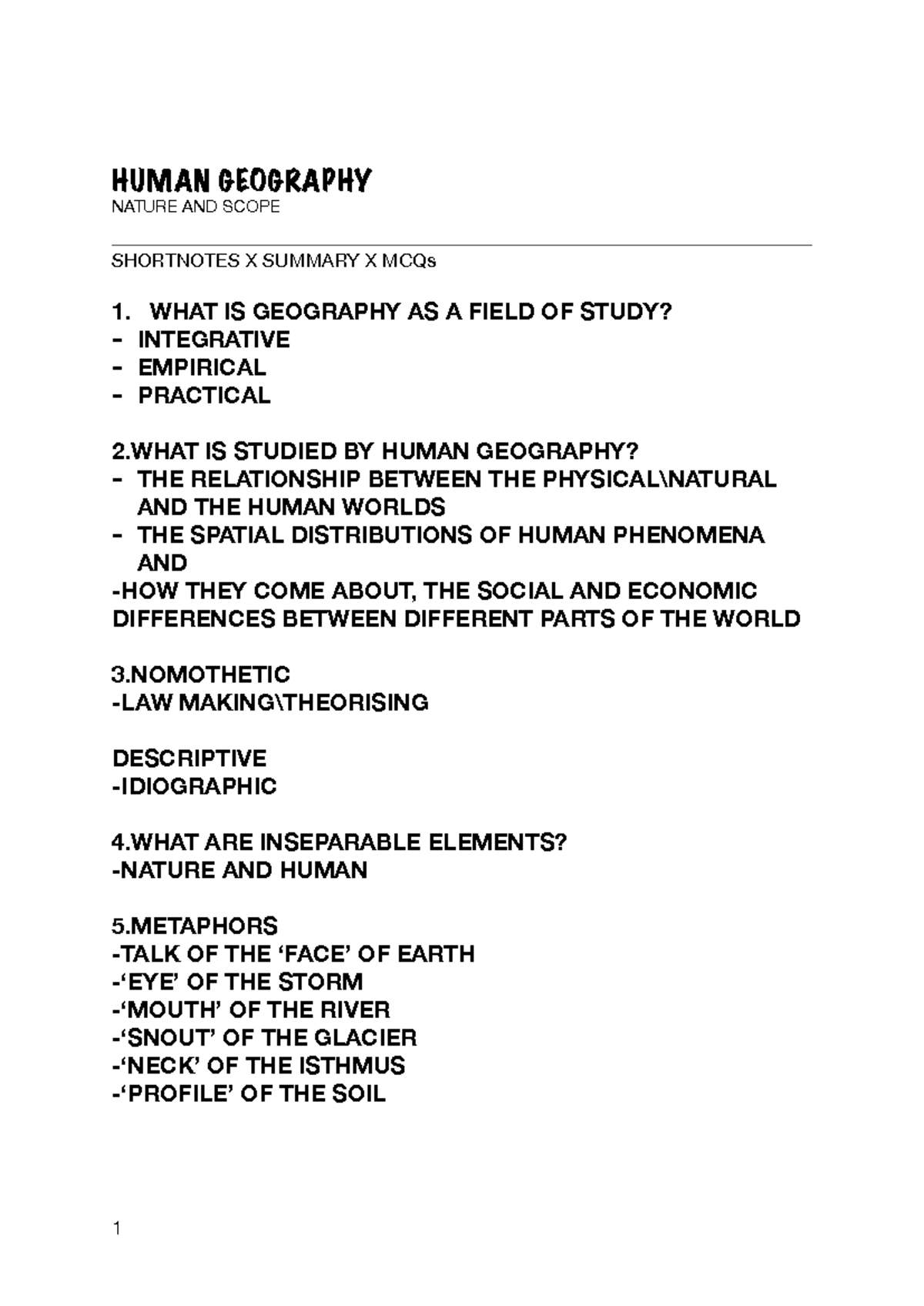 Geo 12th ch 1 H.G - jncjssc - HUMAN GEOGRAPHY NATURE AND SCOPE ...
