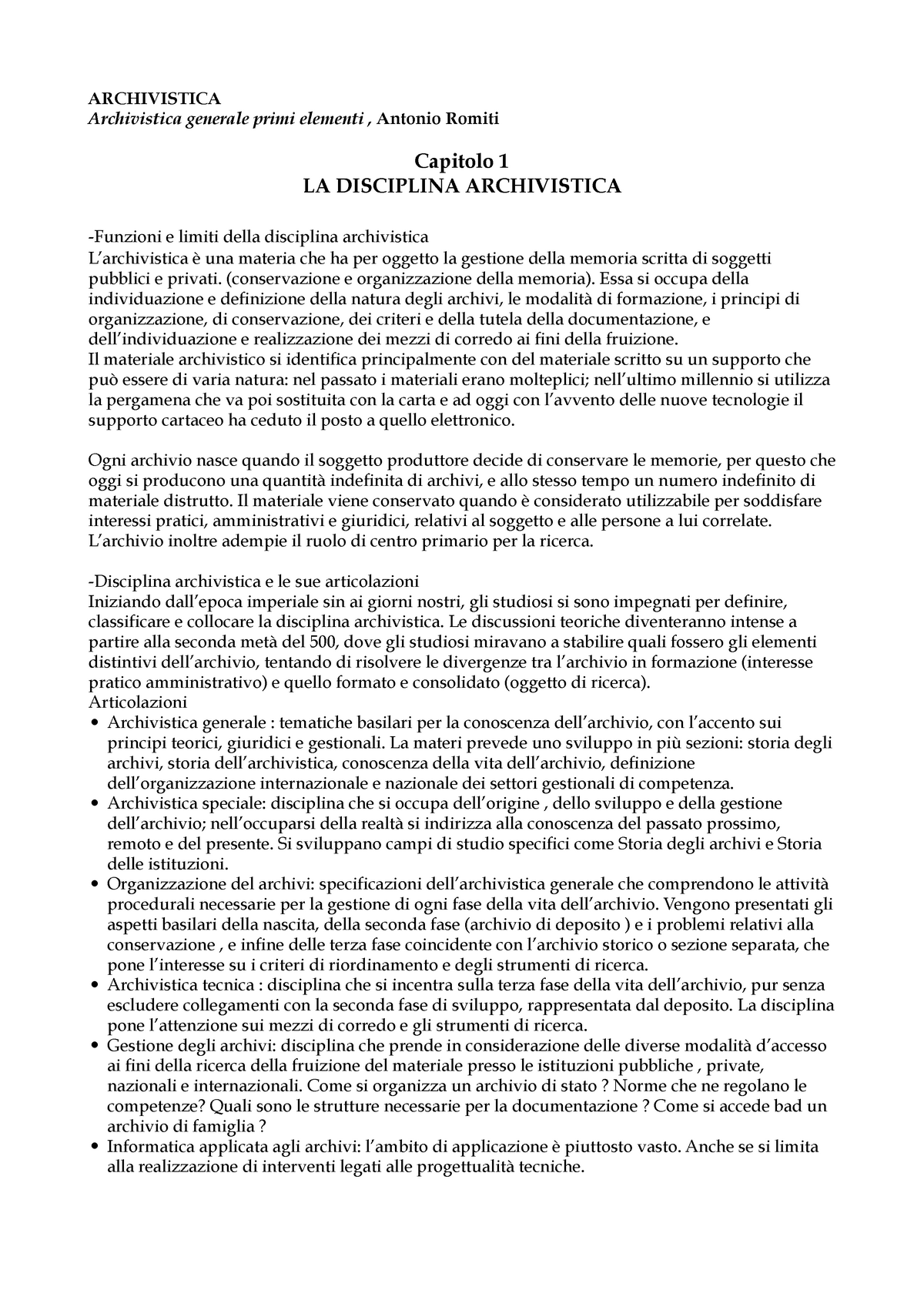 Archivistica generale riassunto pdf ARCHIVISTICA Archivistica