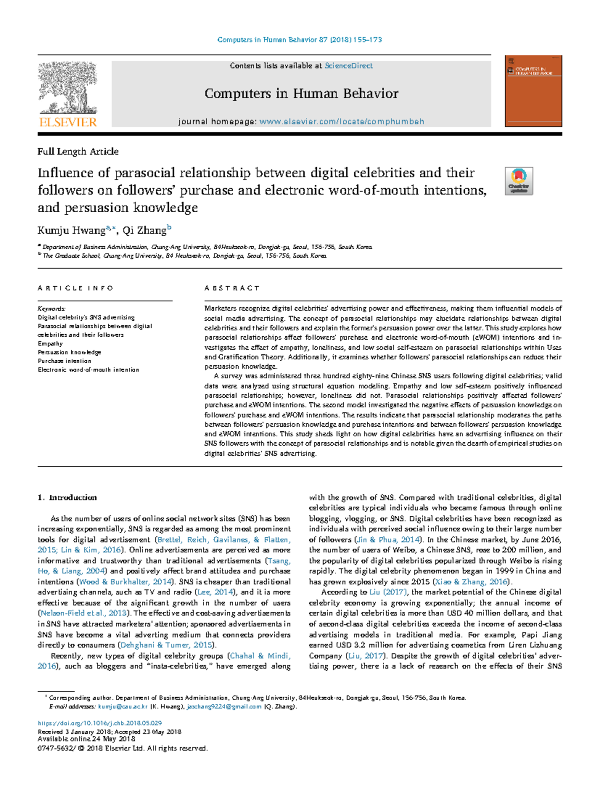 1s2 Contents lists available at ScienceDirect Computers in Human
