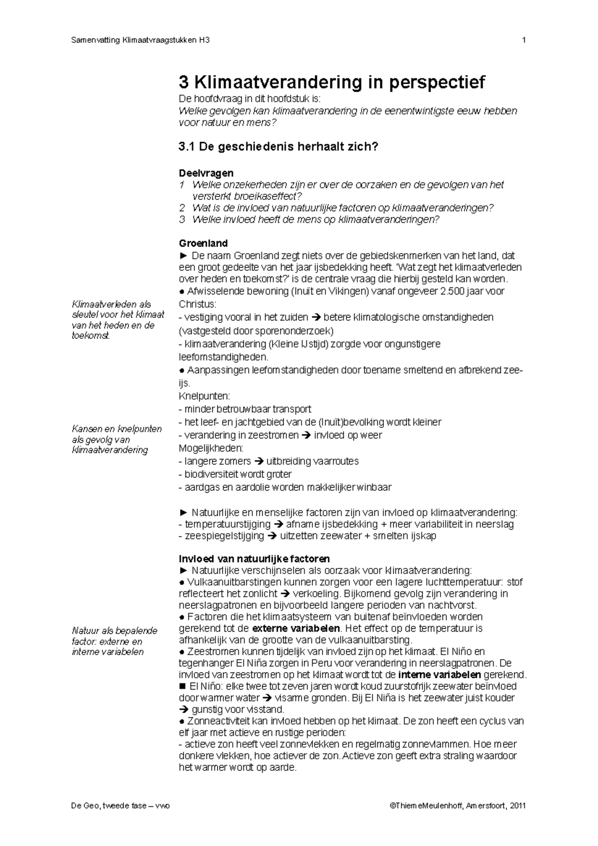 H3 Klimaatvraagstukken Samenvatting - 3 Klimaatverandering In ...