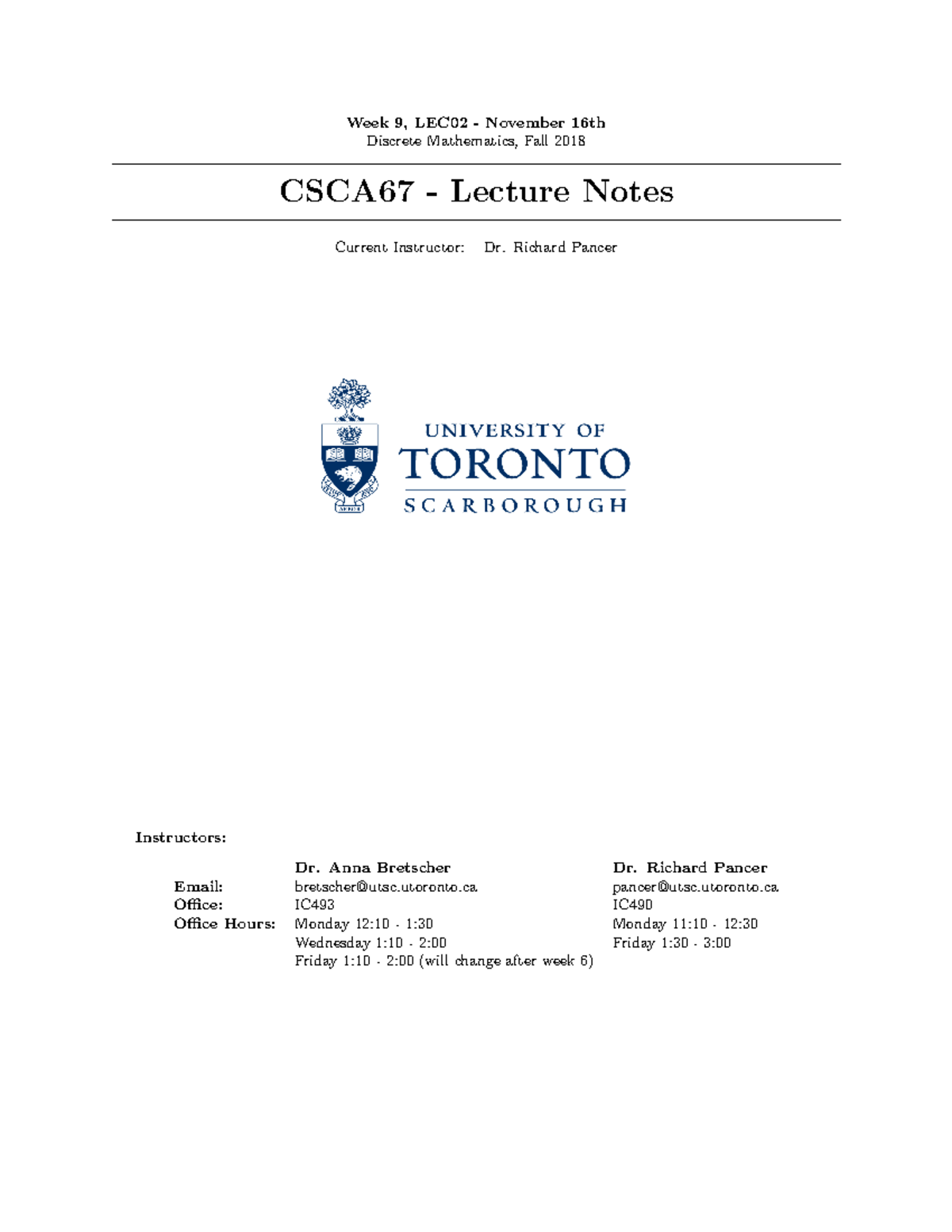 A67 - Nov 16th - CSCA67 Notes for lectures - Week 9, LEC02 - November ...