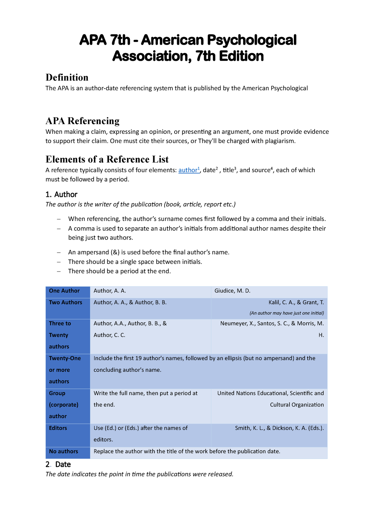 APA 7th - referencing - APA 7 th - American Psychological Association ...