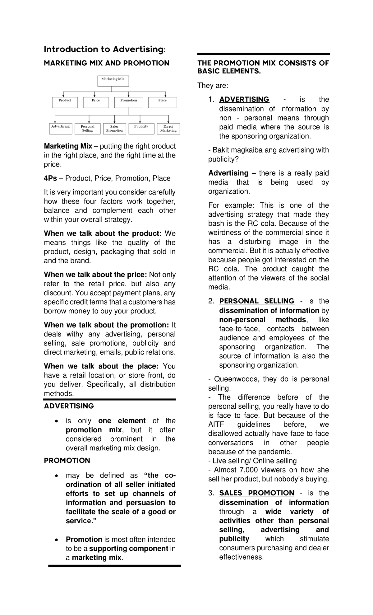Advertising - Introduction to Advertising: MARKETING MIX AND PROMOTION ...