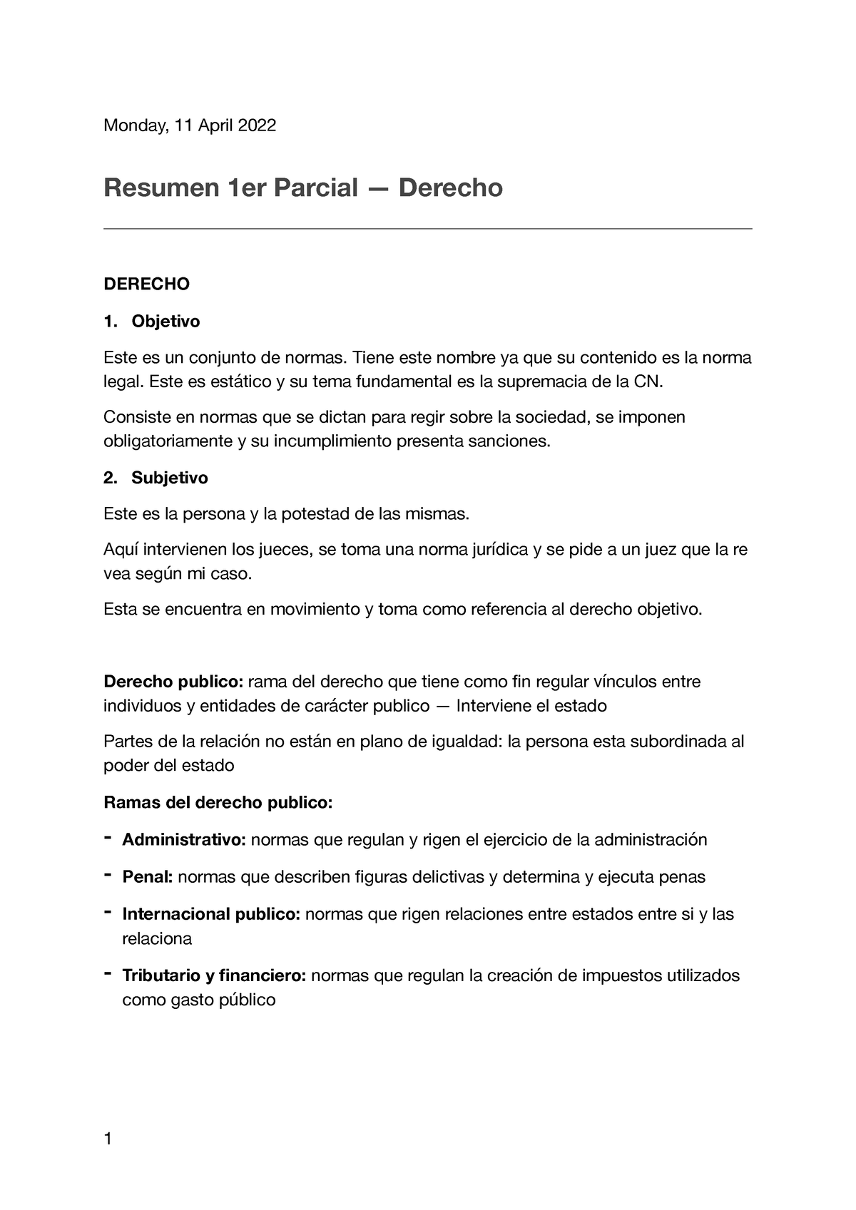 Notas Resumen Primer Parcial Derecho Introduccion - Monday, 11 April ...