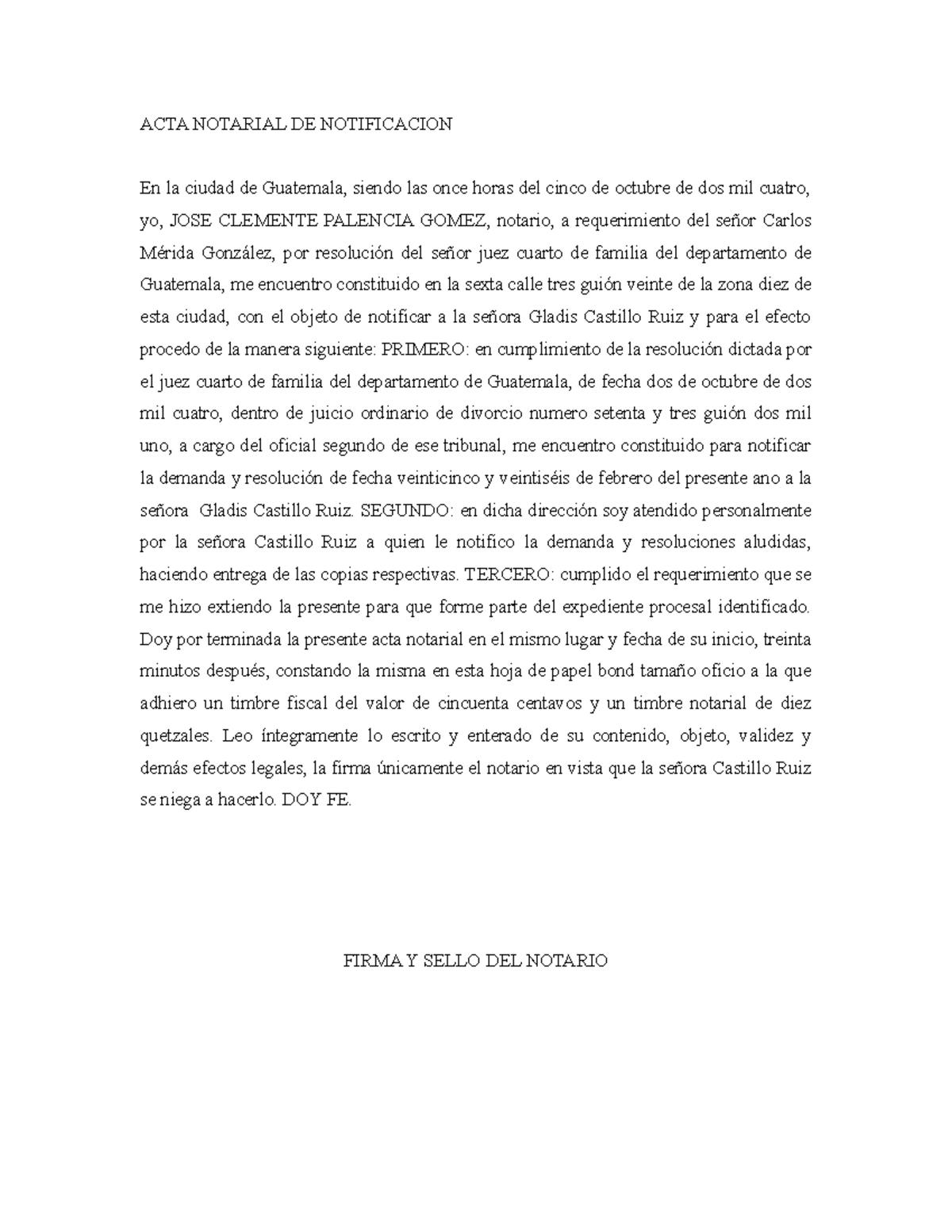 ACTA NOTARIAL DE NOTIFICACIÓN___ DE GUATEMALA 2021 - Derecho Notarial ...