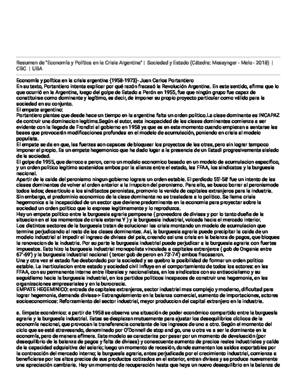 Resumen de Economía y Política en la Crisis Argentina Sociedad y Estado ...