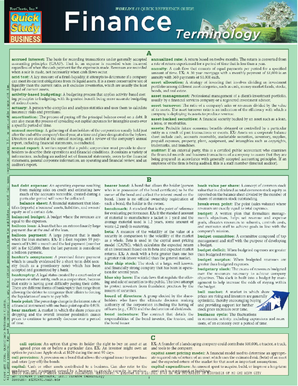 Finance Terminology - Financial Economics - Studocu