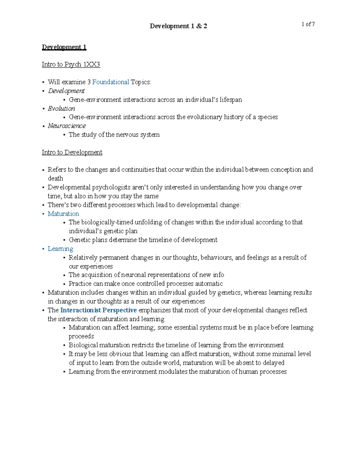 Development 1&2 - Development 1 & 2 1! of !7 Development 1 Intro to ...