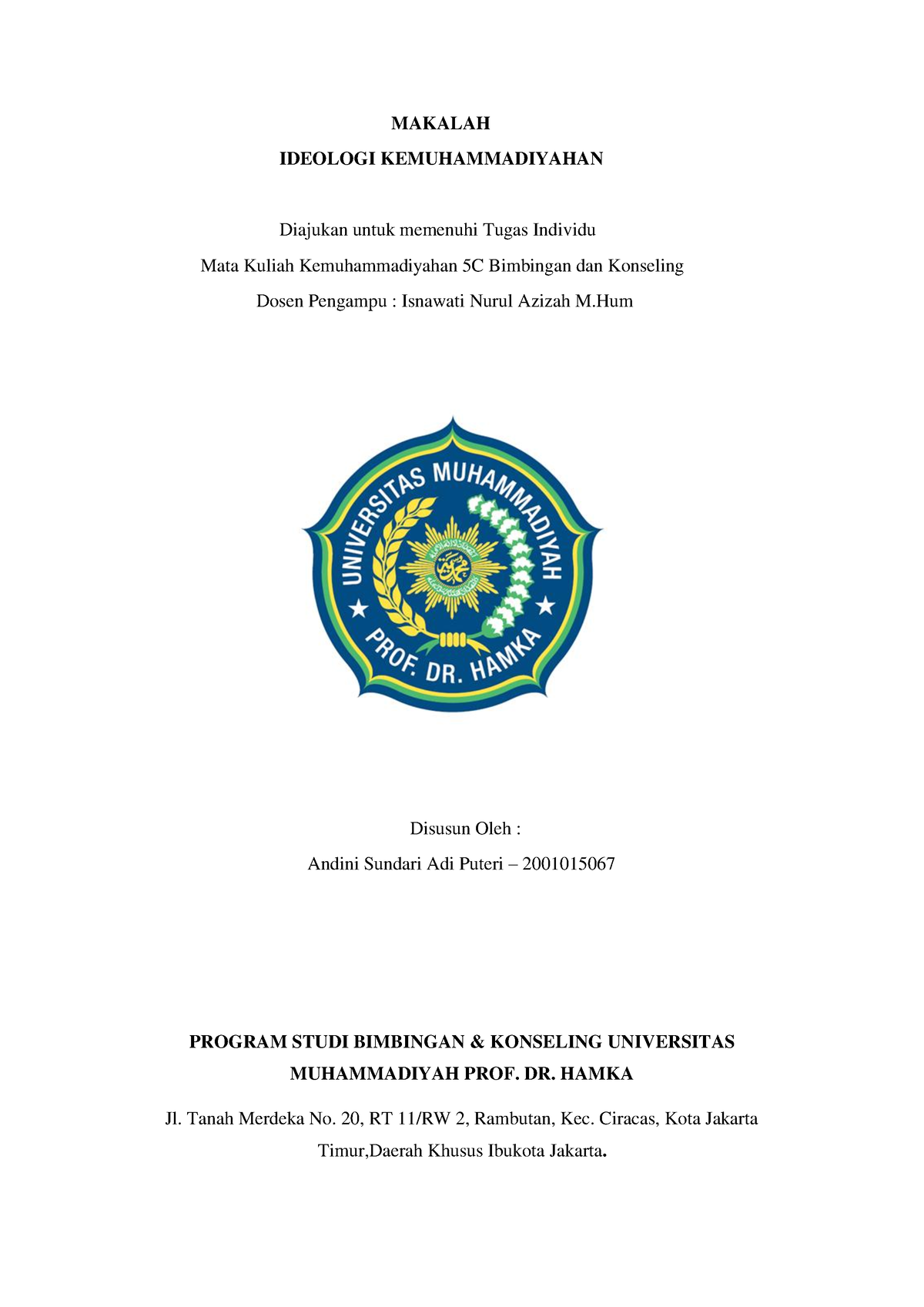 Makalah Ideologi Kemuhammadiyahan - MAKALAH IDEOLOGI KEMUHAMMADIYAHAN ...