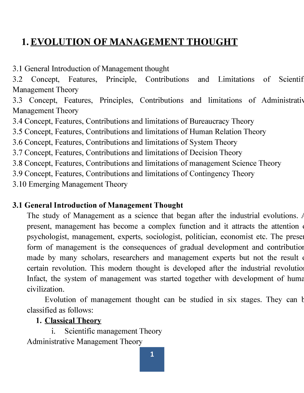 evolution of management theory essay
