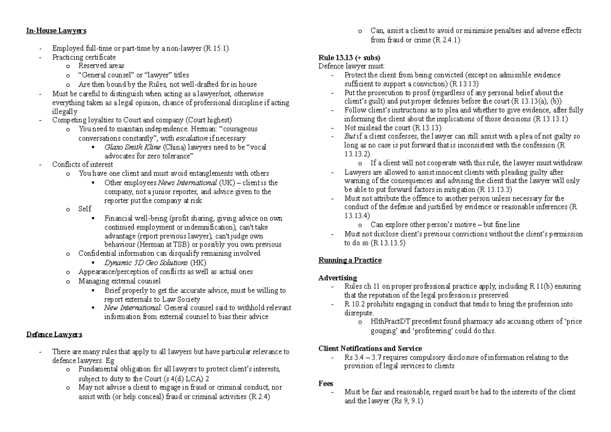 Ethics Summary Notes Legal Ethics University of Otago Studocu