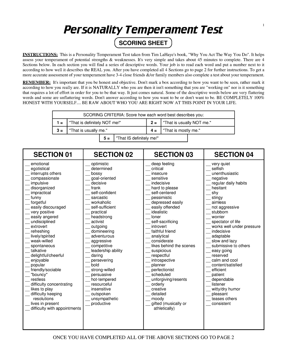 Personality Temperament Test - It helps assess your temperament of ...