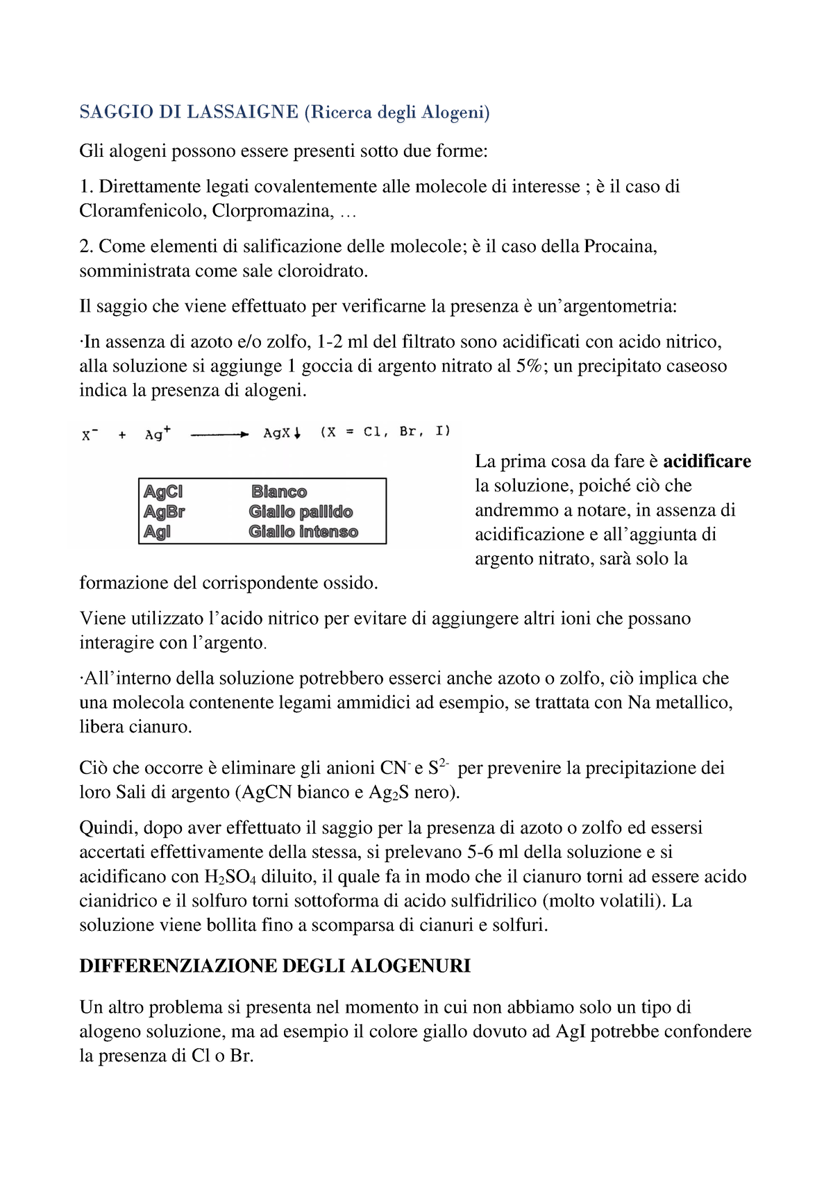 Analisi Lezione Descrizione Dettagliata Su Come Eseguire Il Saggio Di Lassaigne Al Fine Di