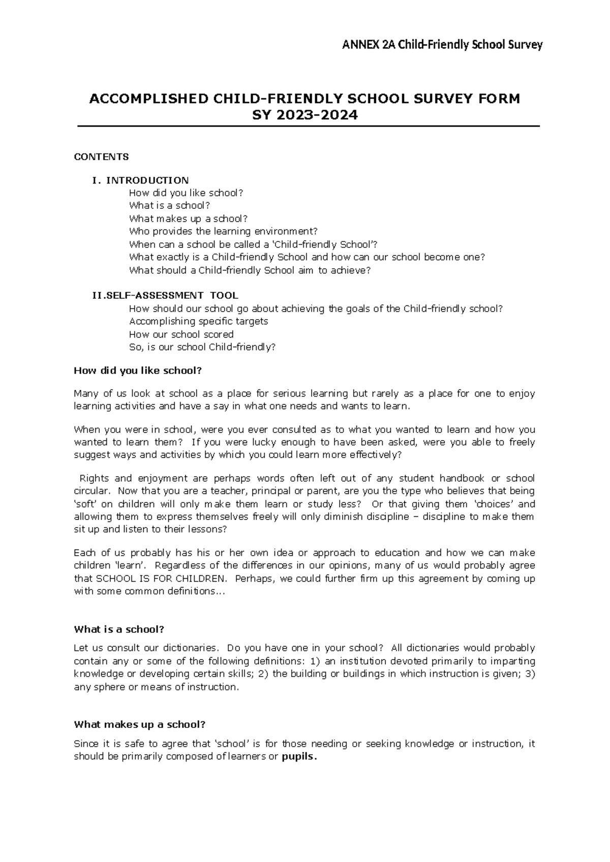 AES Annex 2A Child-friendly School Survey - ACCOMPLISHED CHILD-FRIENDLY ...