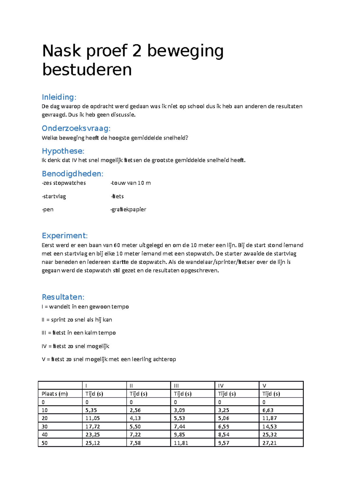 Nask Proef 2 Beweging Bestuderen - Natuurkunde - Studeersnel