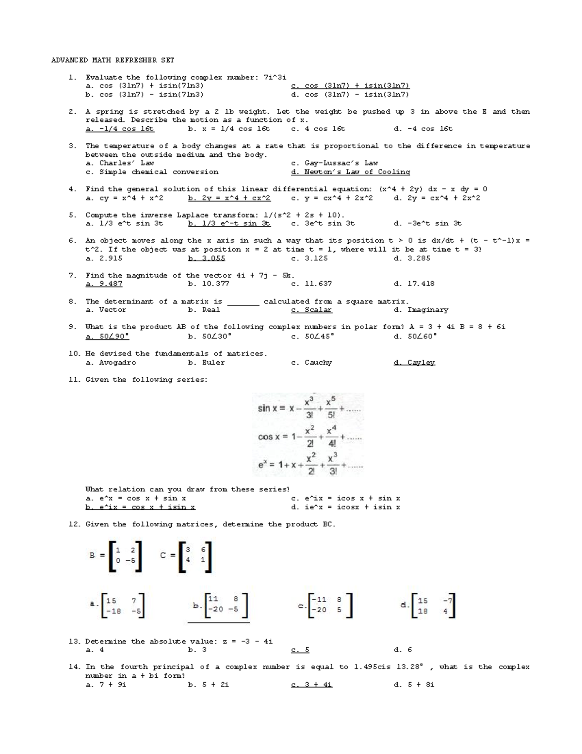 Advanced MATH Refresher SETThe premium version of StuDocu allows ...