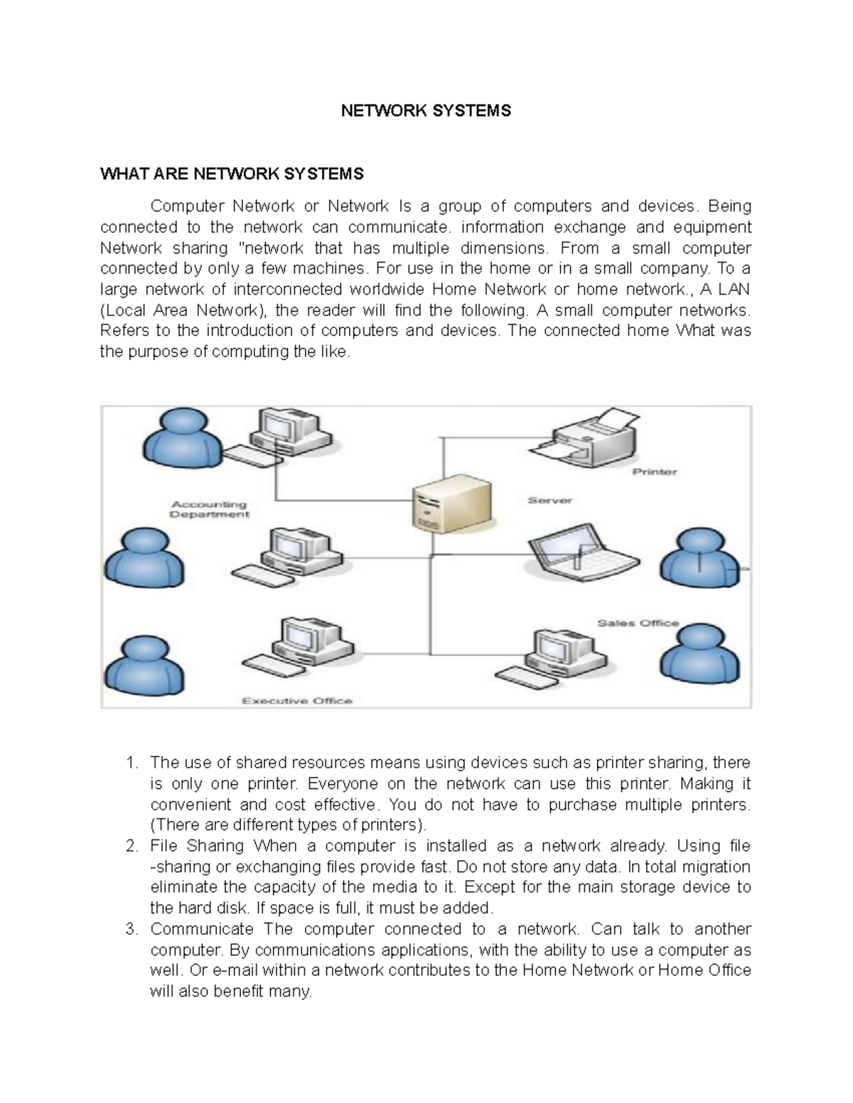 Network Systems - NETWORK SYSTEMS WHAT ARE NETWORK SYSTEMS Computer ...