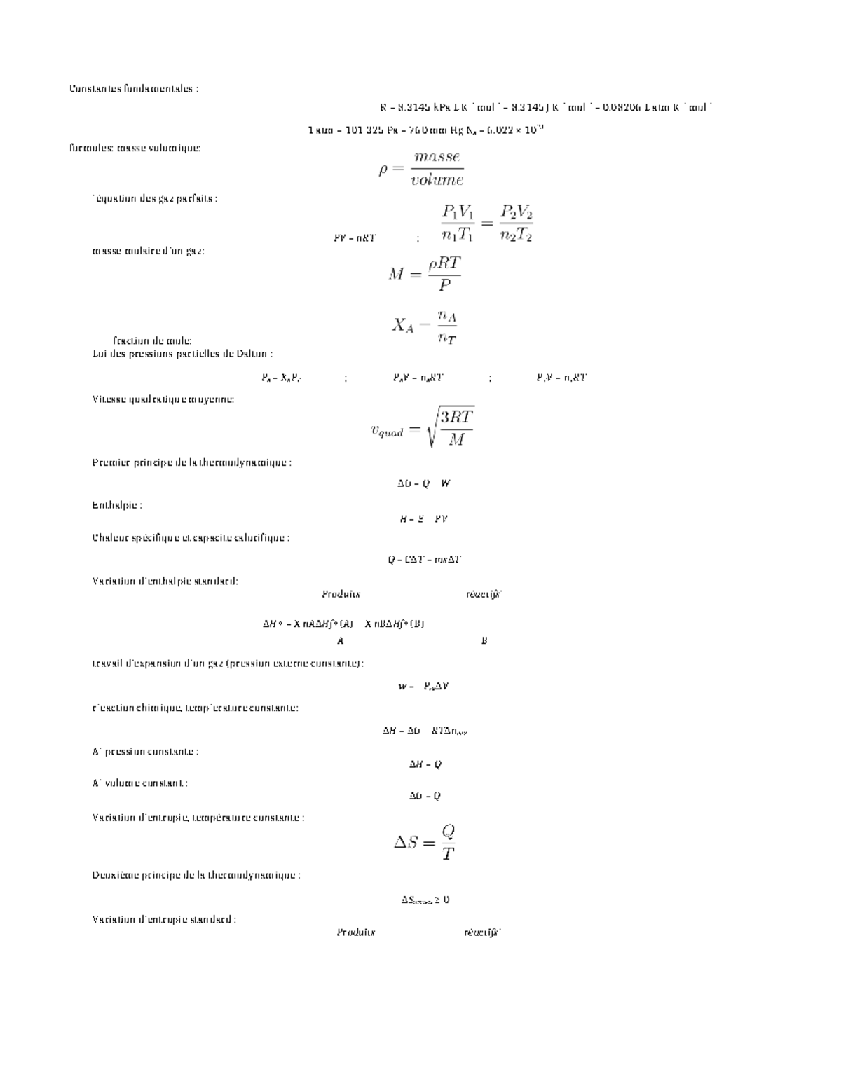 Chitchit Examen final de chimie 12 DEC 2023 - Constantes fondamentales ...