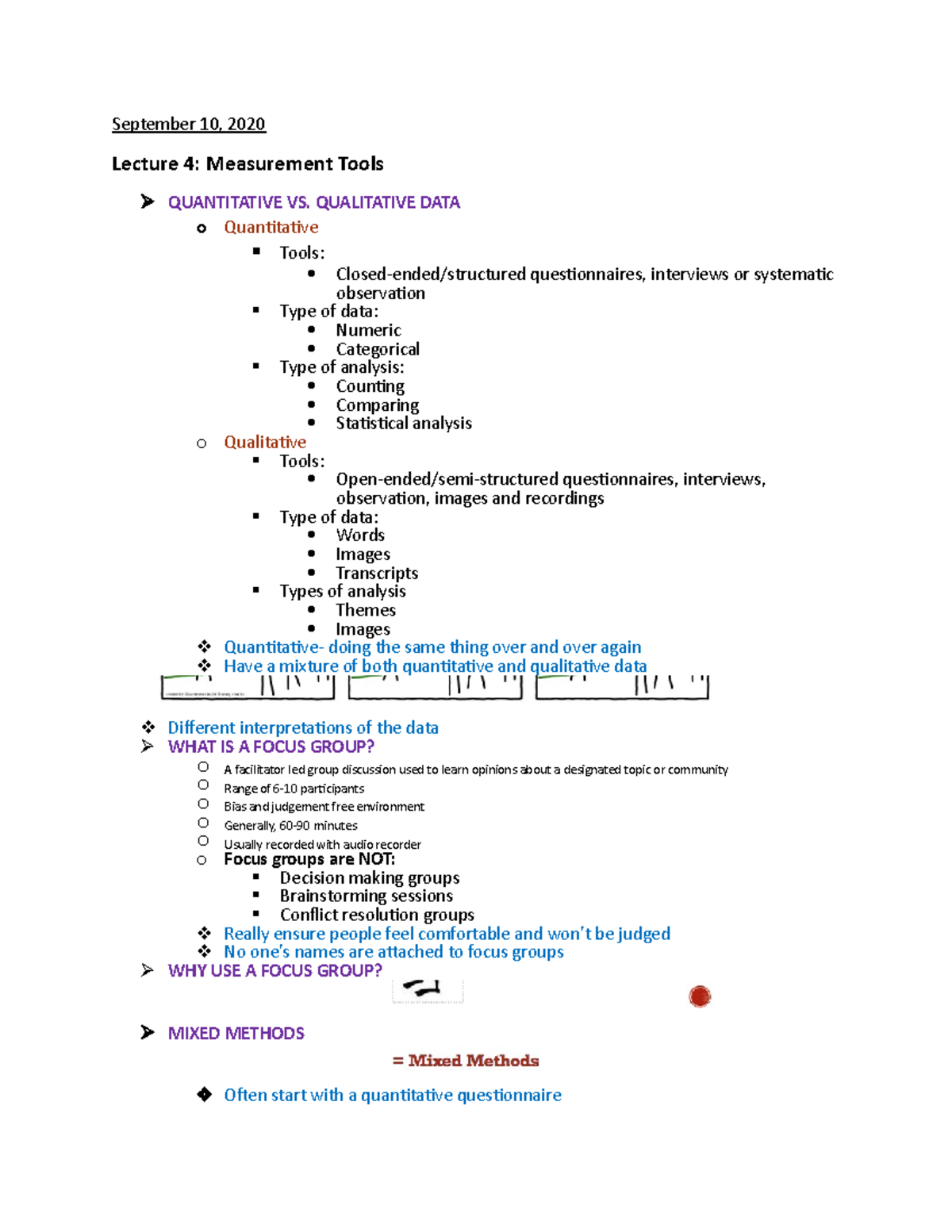 Lecture 4 Measurement Tools September 10, 2020 Lecture 4 Measurement Tools QUANTITATIVE VS