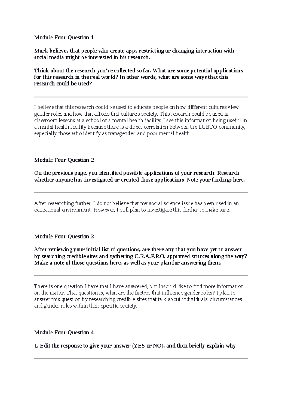 SCS 200 Module 4 Responses - Module Four Question 1 Mark Believes That ...