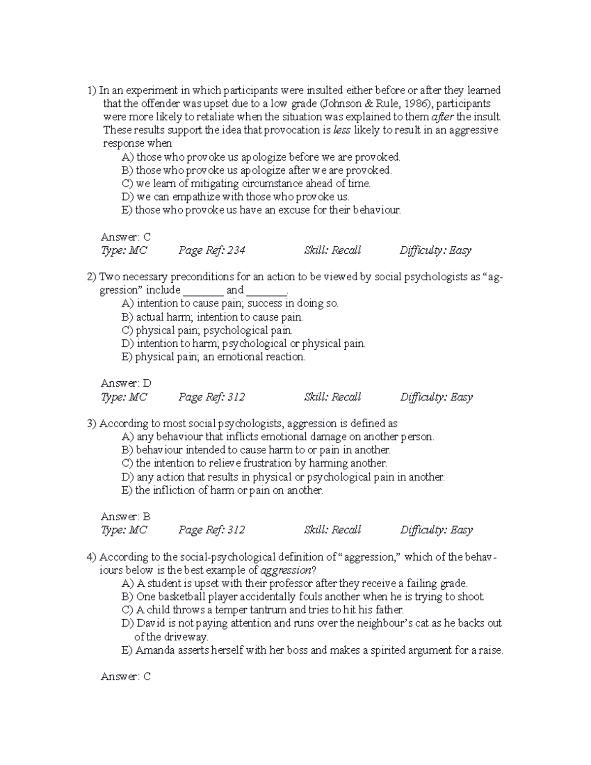 Chapter 11 Test Bank - In An Experiment In Which Participants Were ...