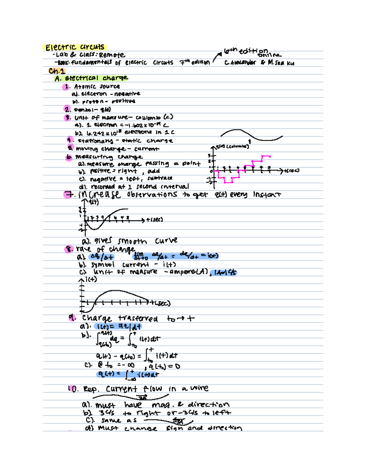 lecture notes for test 1 and 2 - Electric circuits Lab Class Remote f ...