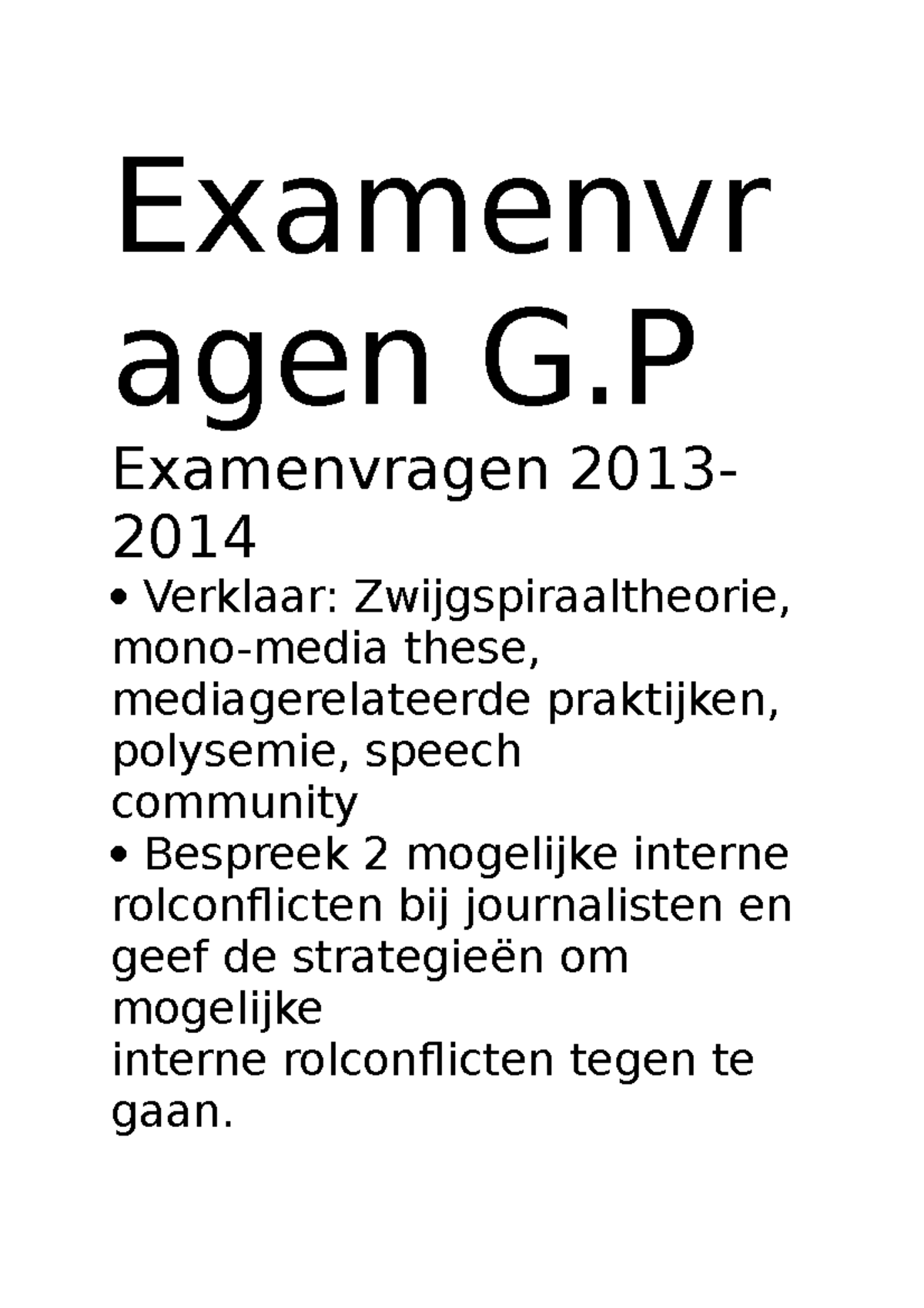 Examenvragen, Sommige Beantwoord - Examenvr Agen G Examenvragen 2013 ...