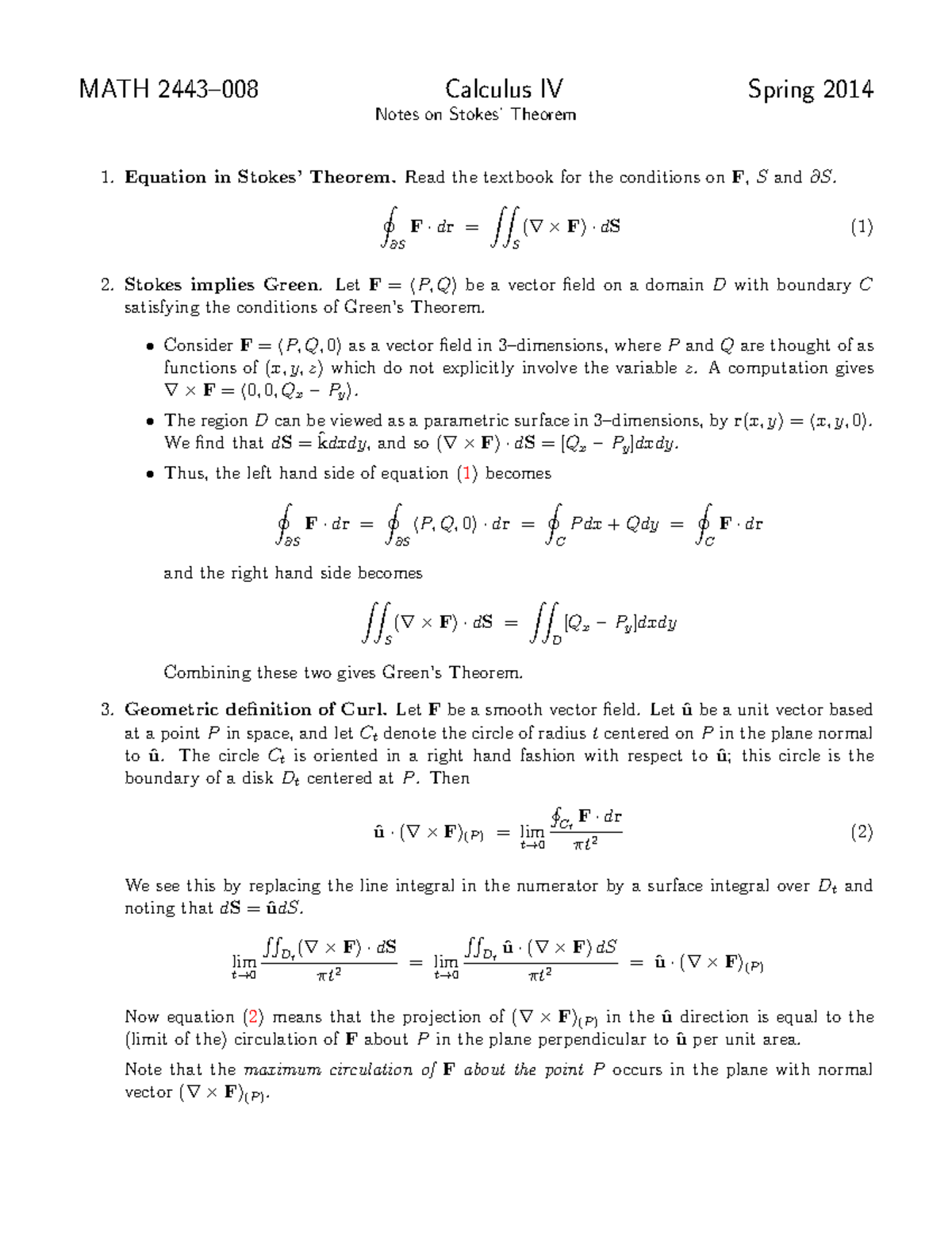 math-2443-2014-notes-notes-on-stokes-theorem-math-calculus-iv