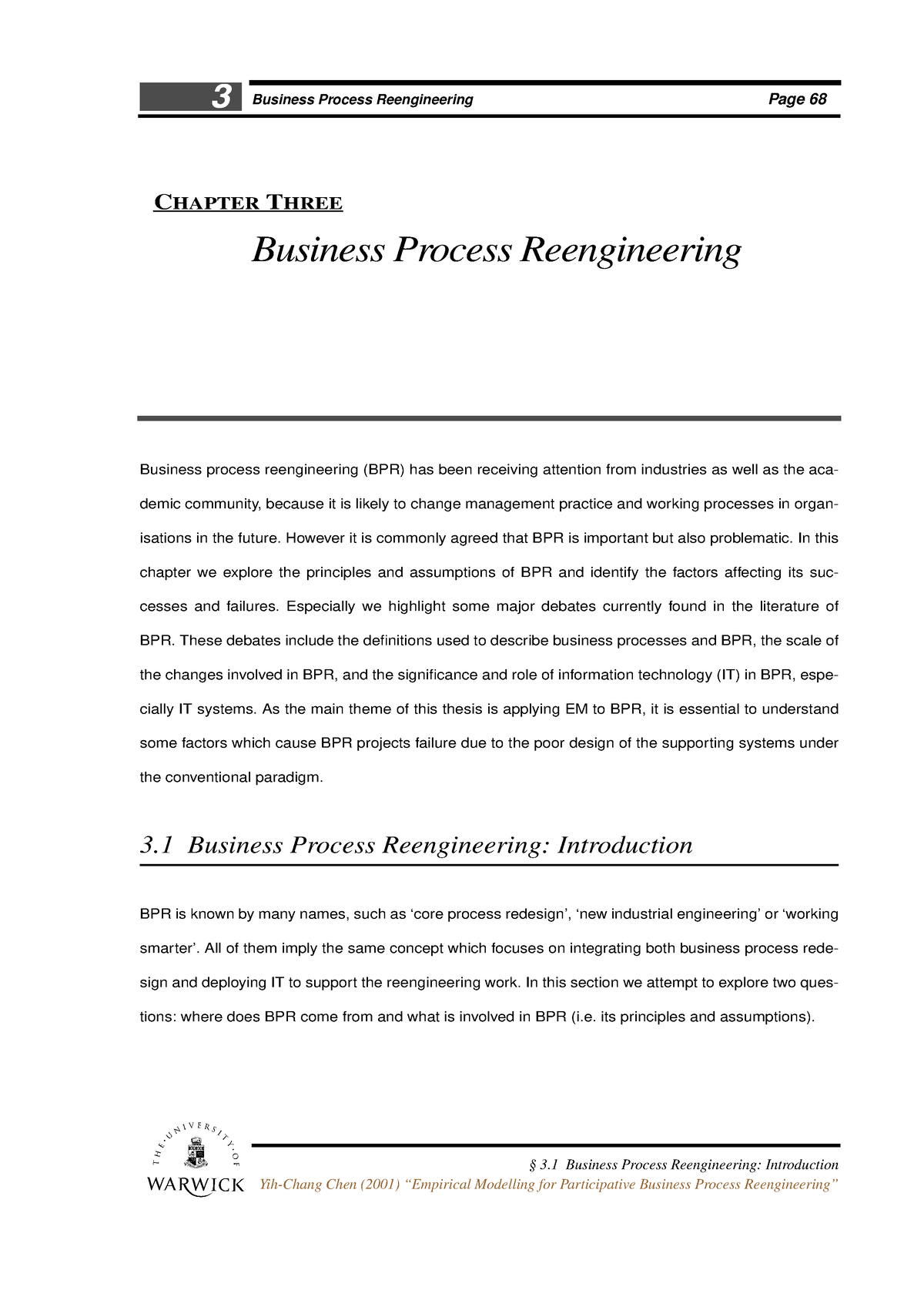 Chap-3 - Notes - § 3 Business Process Reengineering: Introduction ...