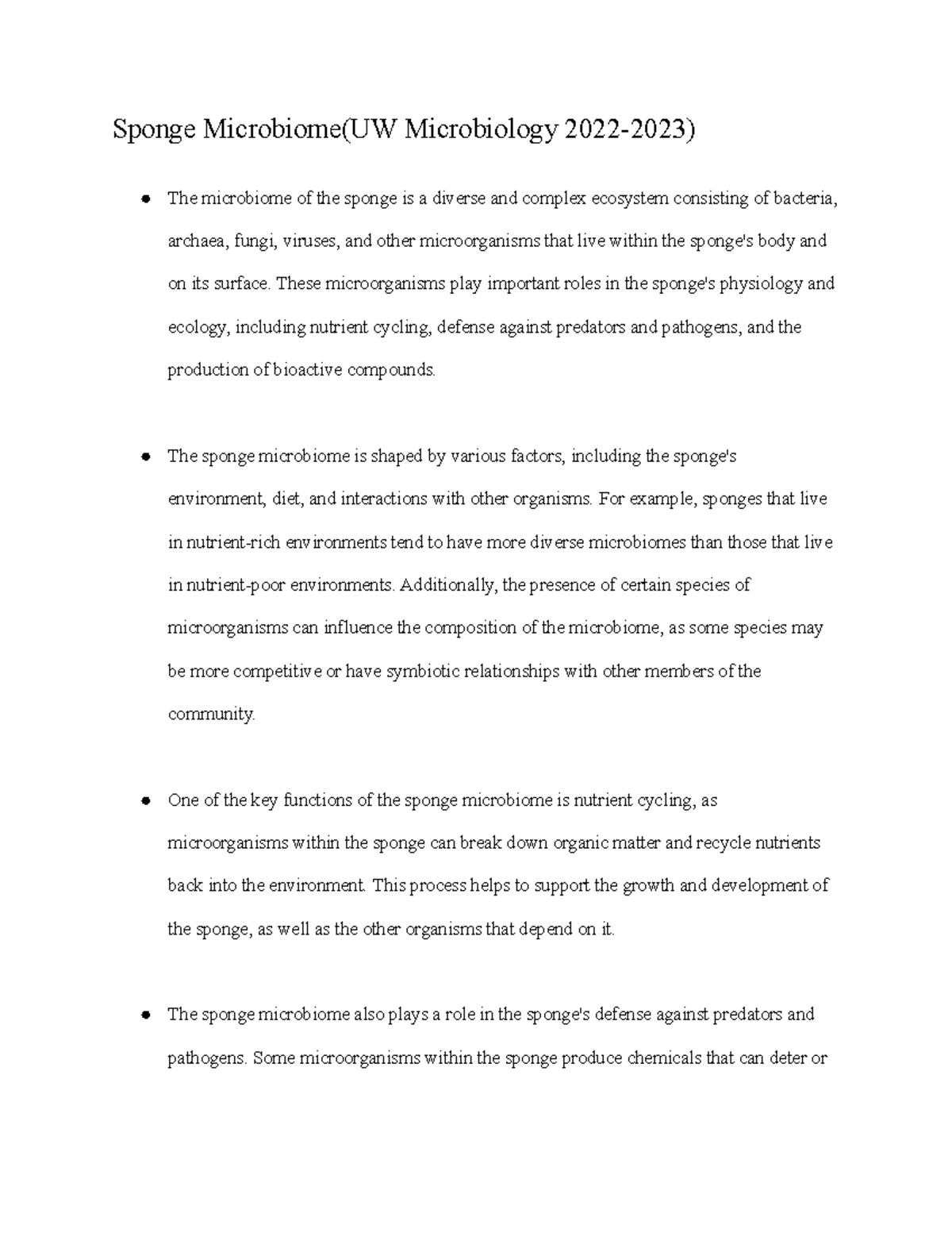Notes on The Sponge Microbiome - Sponge Microbiome(UW Microbiology 2022 ...