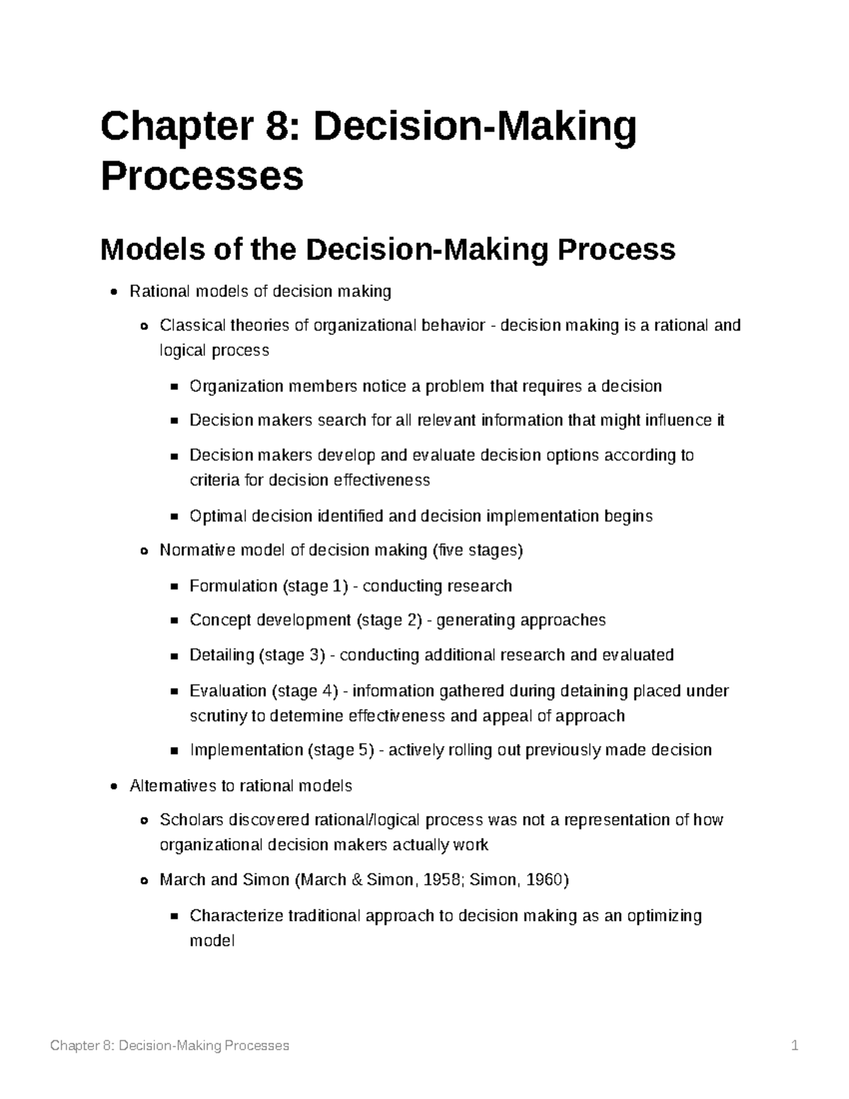Chapter 8 Decision-Making Processes - Chapter 8: Decision-Making ...
