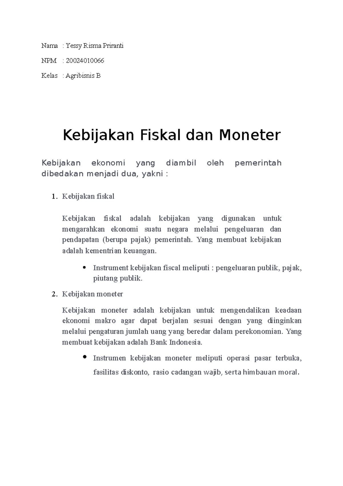 Review Jak Moneter Yessy Risma Priranti 2002 4010066 - Nama : Yessy ...