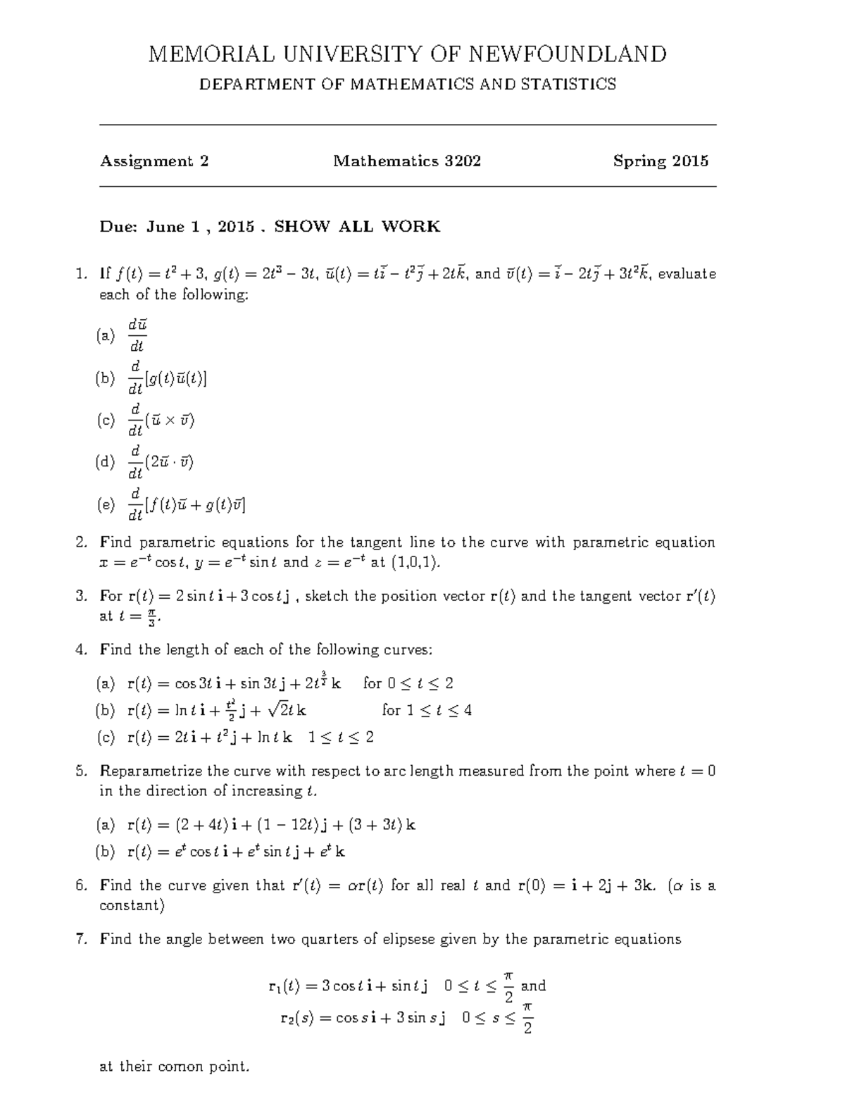 Solomon M32 S14 Assn2 Memorial University Of Newfoundland Department Of Mathematics And Studocu