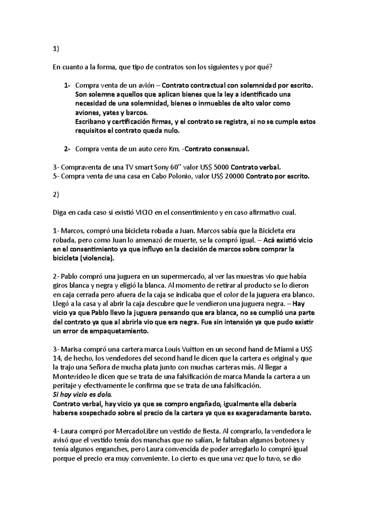 Ejercicios Contratos 2 - 1) En Cuanto A La Forma, Que Tipo De Contratos ...