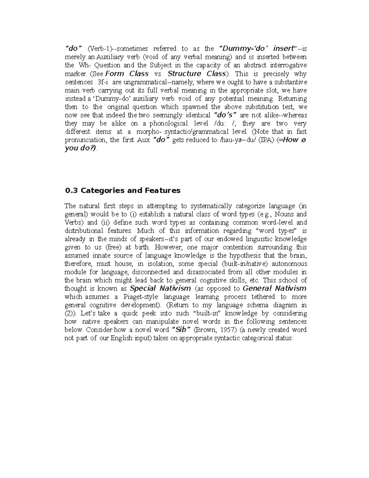 LIN2430 Grammaire AVC DE L' Anglais PART3 “do” (Verb1)sometimes