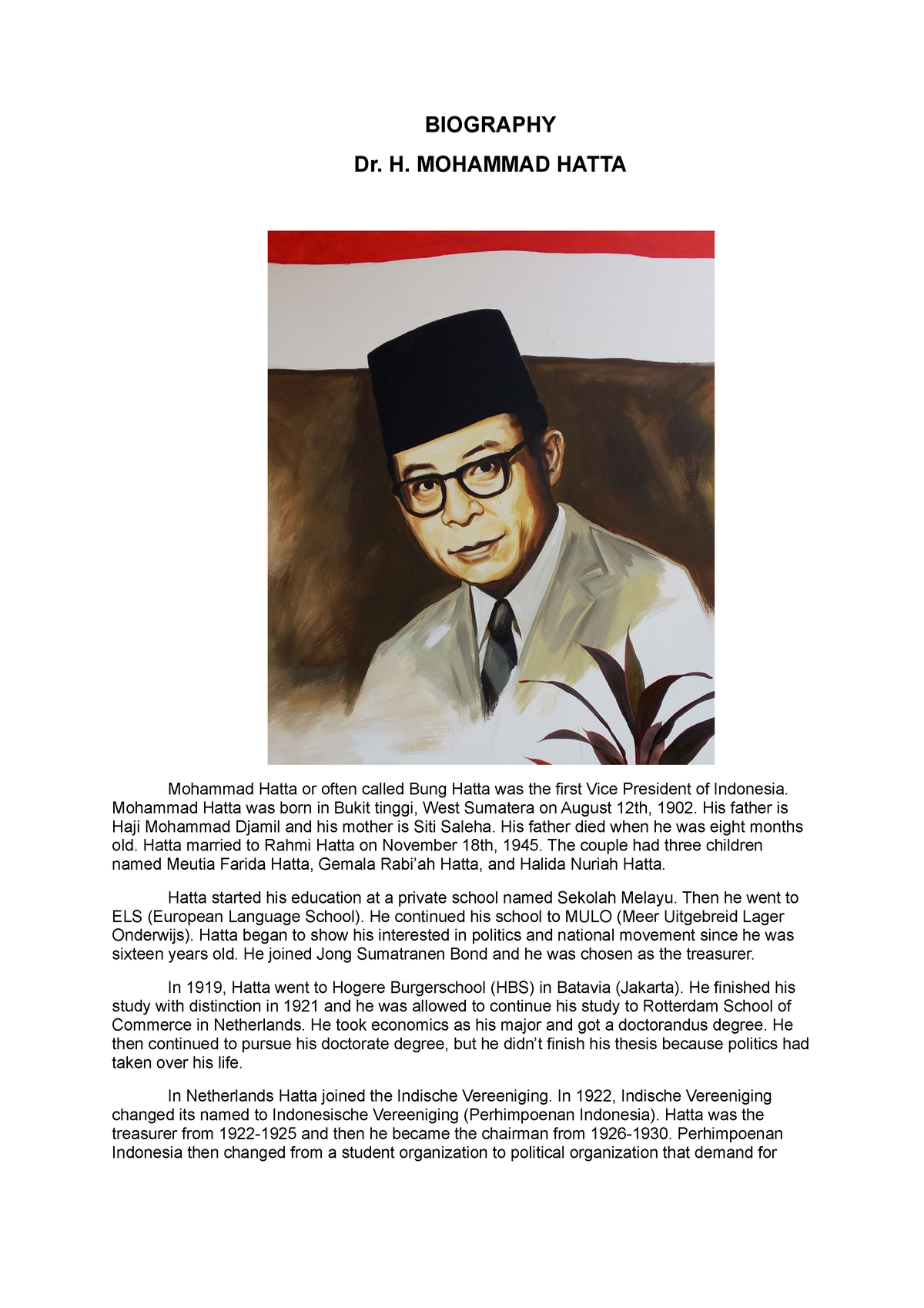 recount text biography mohammad hatta