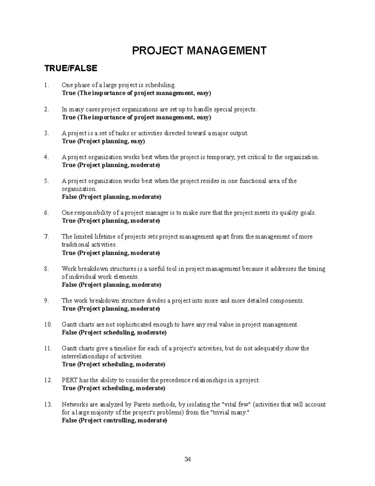 project-management-project-management-true-false-one-phase-of-a-large