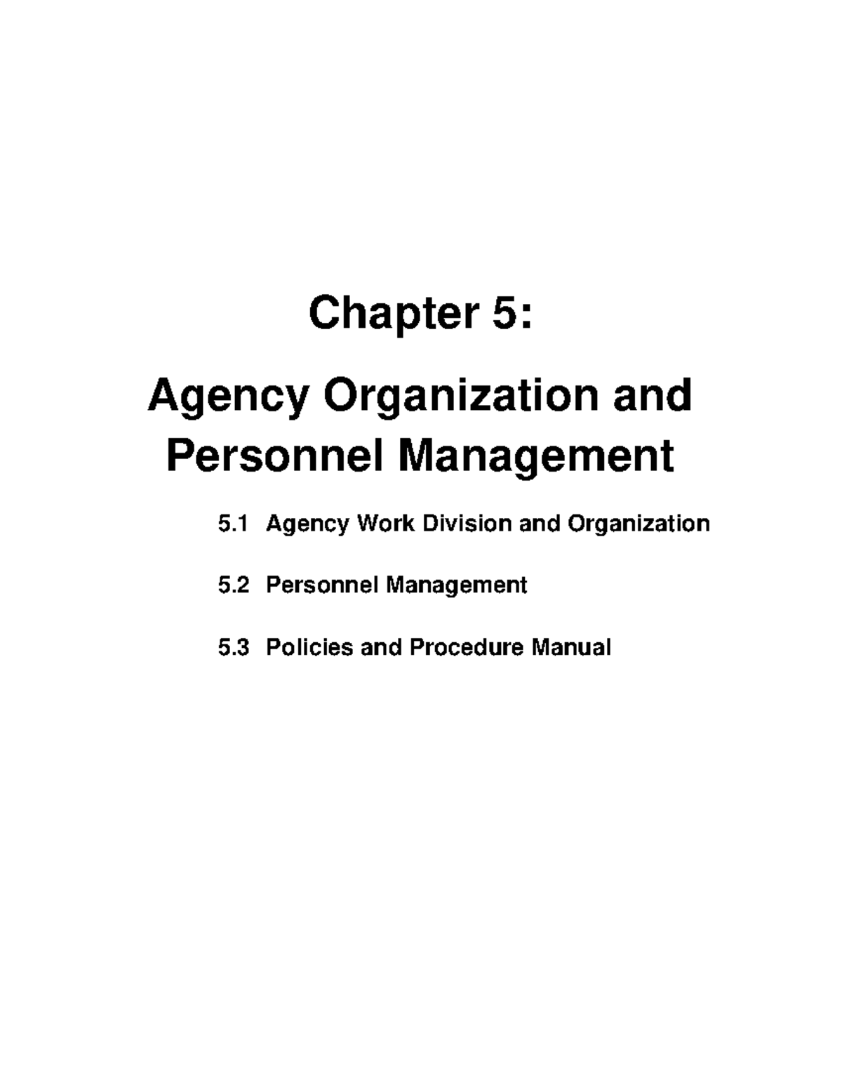 C5 [ Notes] Agency Personnel - Chapter 5: Agency Organization and ...