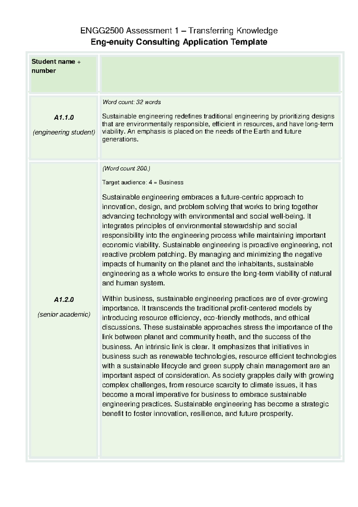 ENGG2500 Assessment 1 - (engineering student) Word count: 32 words ...