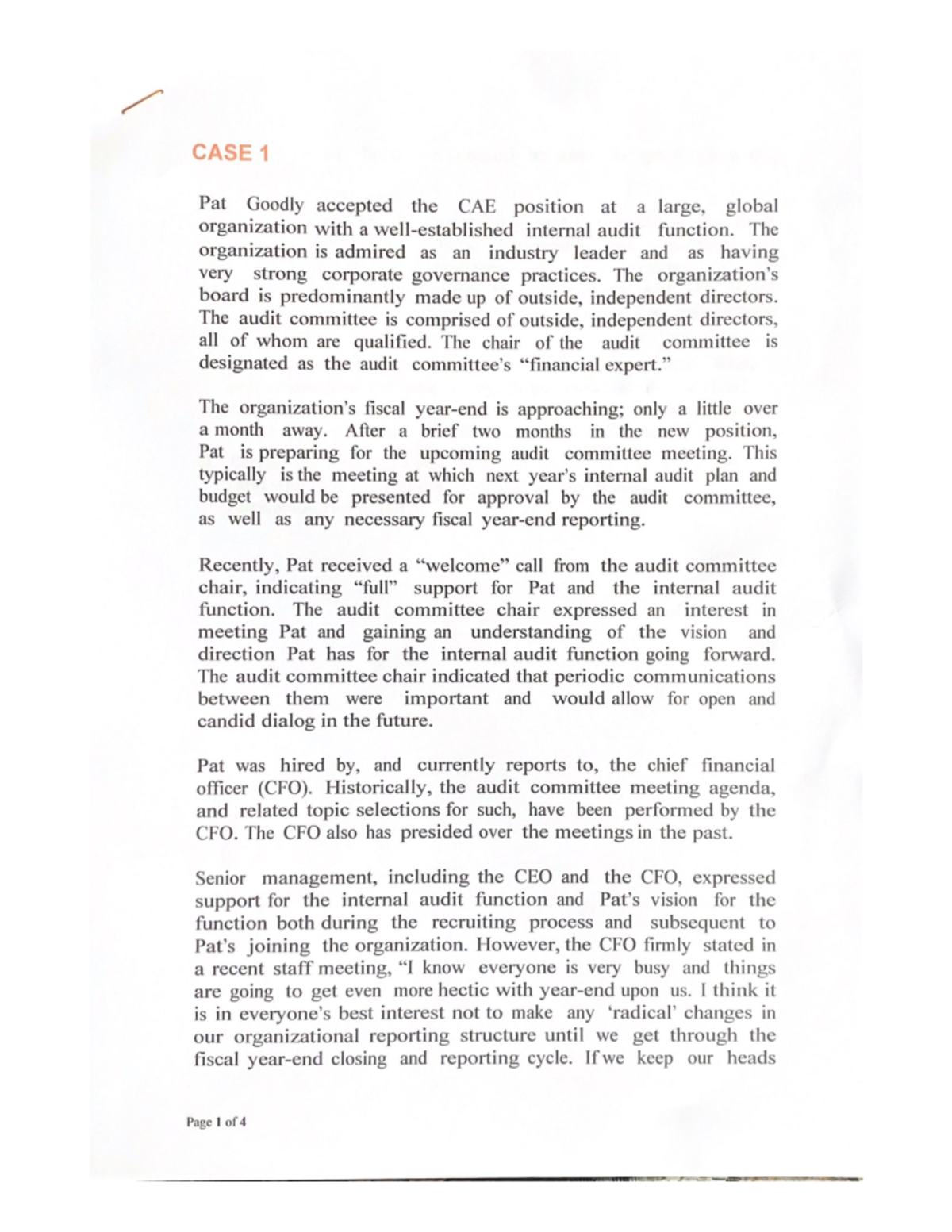 Audit-Case - Practice cases for applying the learning on standards