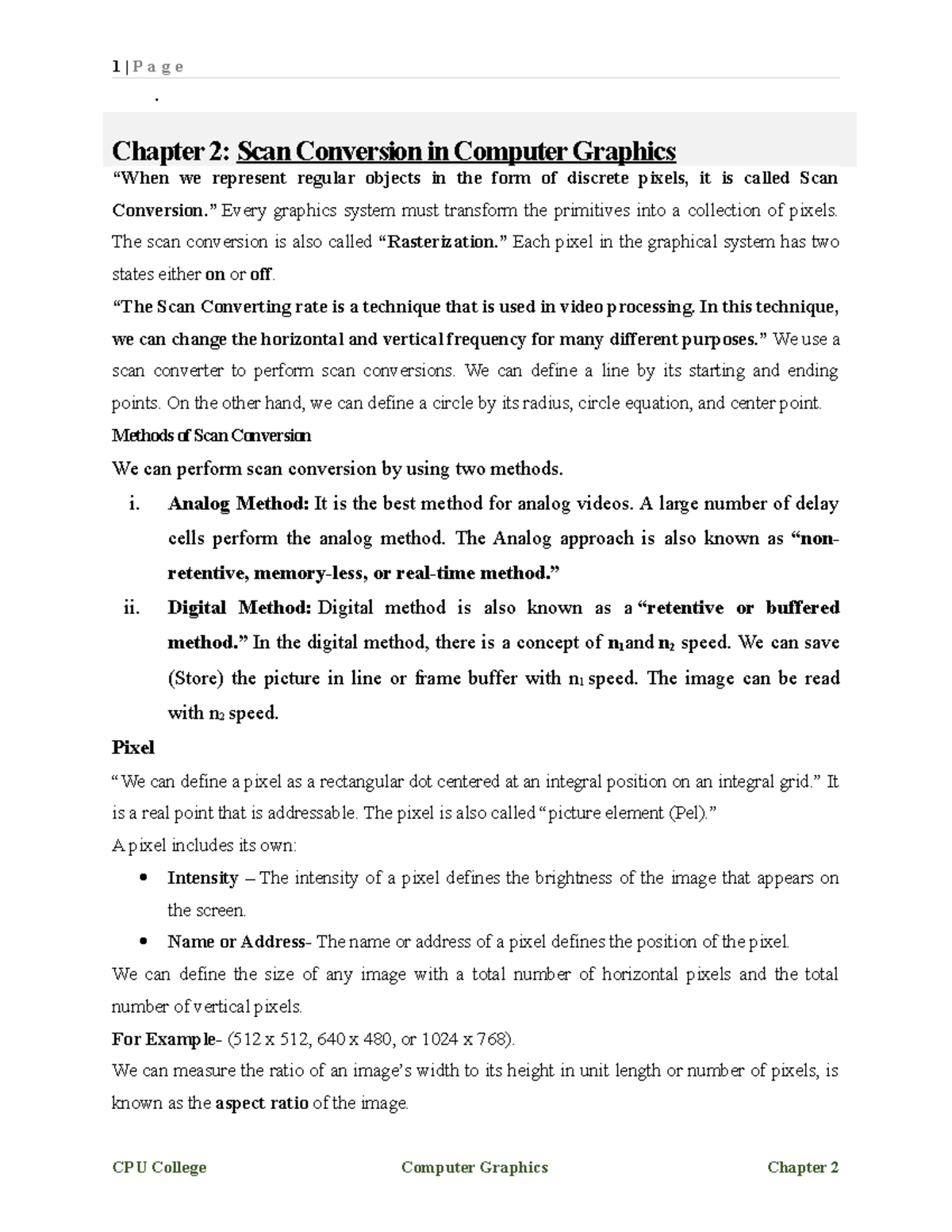 Chapter 2 - its good... - Chapter 2: Scan Conversion in Computer ...