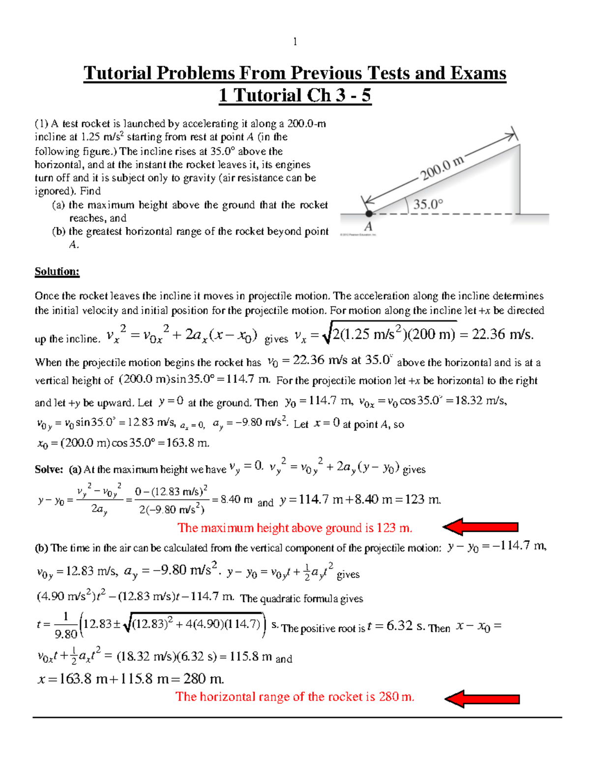 Tutorial on Ch 3-5 Solution - Tutorial Problems From Previous Tests and ...