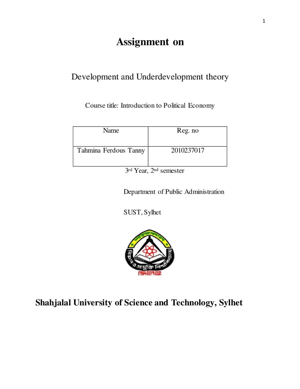 Assignment on development and undevelopment theory 72933095 ...