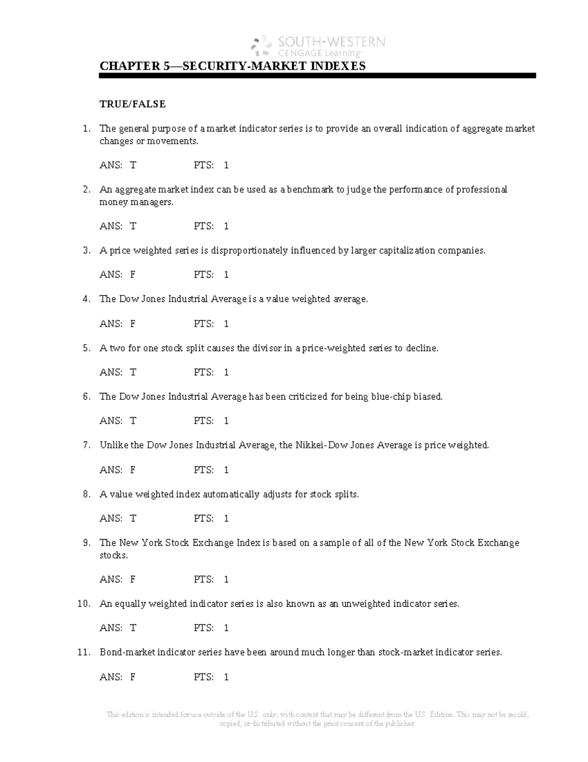 Chapter 5 Security Market Indexes CHAPTER 5—SECURITYMARKET INDEXES