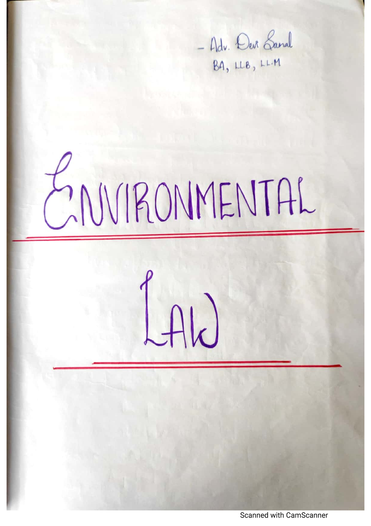 Notes On Environmental Law - LAW - Studocu