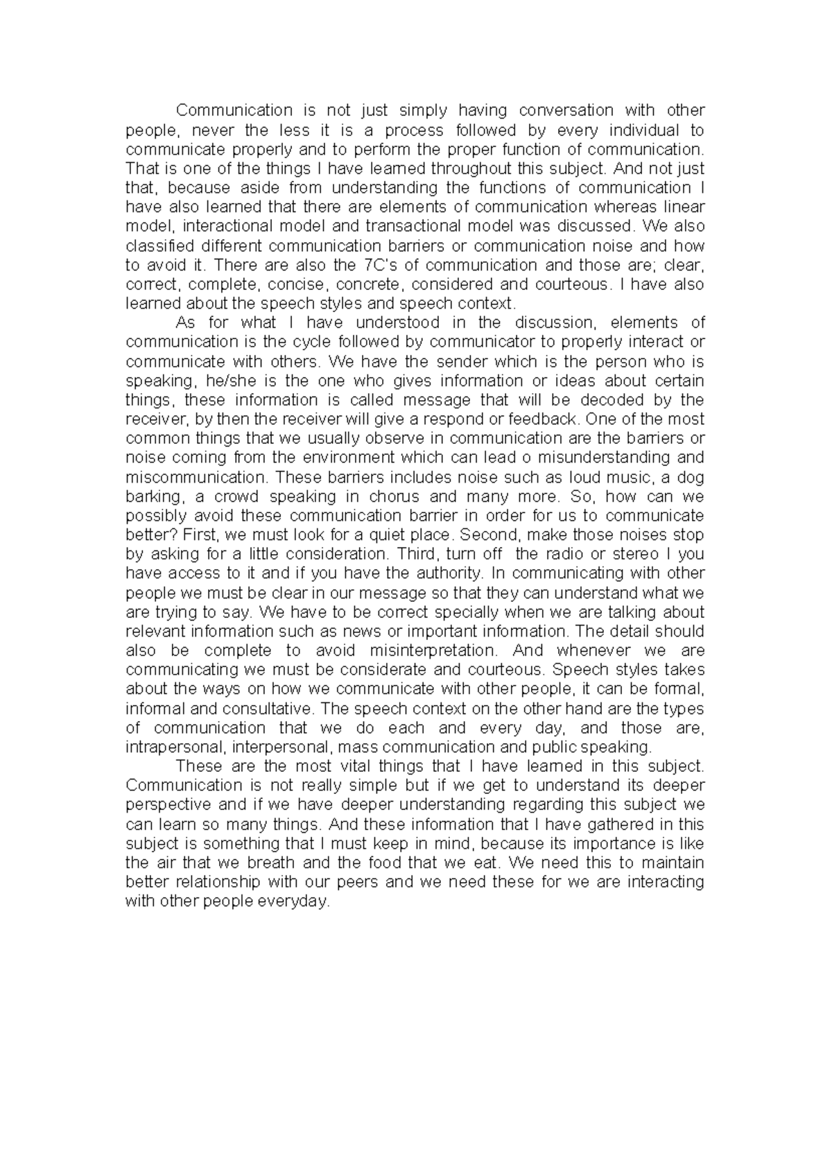 Relection Paper (Angelyn Rosario) - Communication is not just simply ...